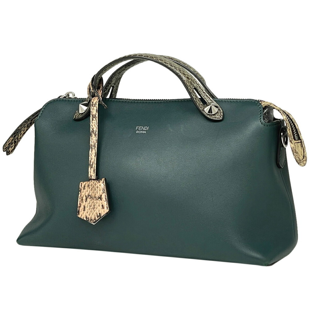 Fendi By The Way Handbag Shoulder Bag Leather Green